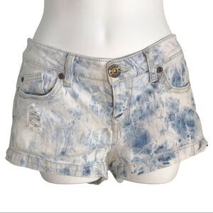 Mudd Distressed Ripped Shortie Jean Shorts Blue 7